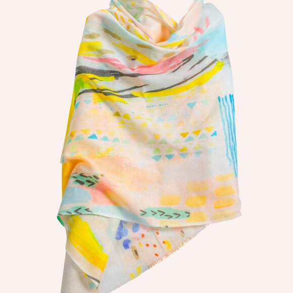 Block Print Plain Woolen Scarf - Picture 4 of 4